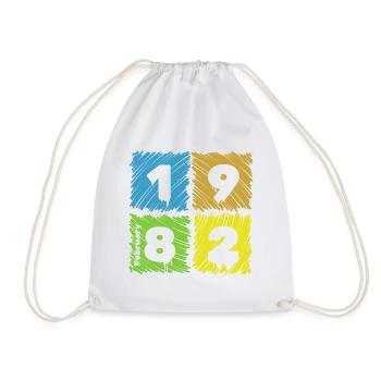44. Écussons Farbige du Geburtstag depuis 02/1982 - Sac de sport léger - blanc - Devant