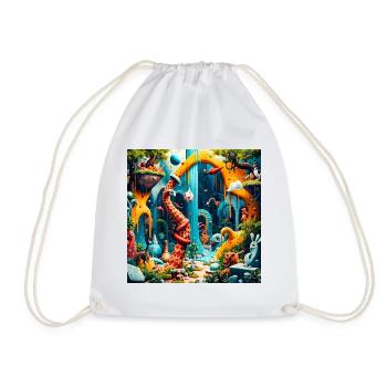 Colorful Dream World Dinosaur - Drawstring Bag - white - Front