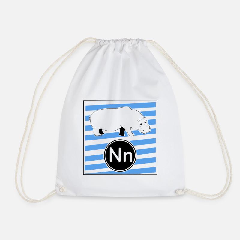Ni for Hippopotamus - Drawstring Bag - white