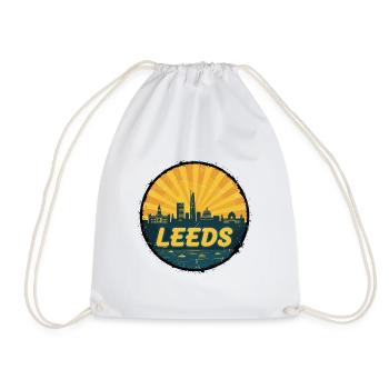 Leeds City Skyline Retro Sunset Badge - Sac de sport léger - blanc - Devant