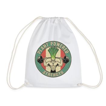 Strong Leek Weightlifting Design Fitness Vegan - Drawstring Bag - white - Front