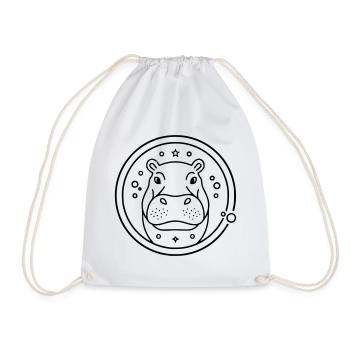 Hippopotamus Starry Sky Circle Outline - Drawstring Bag - white - Front