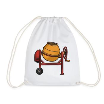 Concrete Mixer Cartoon Illustration - Drawstring Bag - white - Front