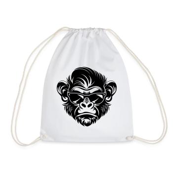 Cool Monkey Head with Sunglasses - Drawstring Bag - white - Front