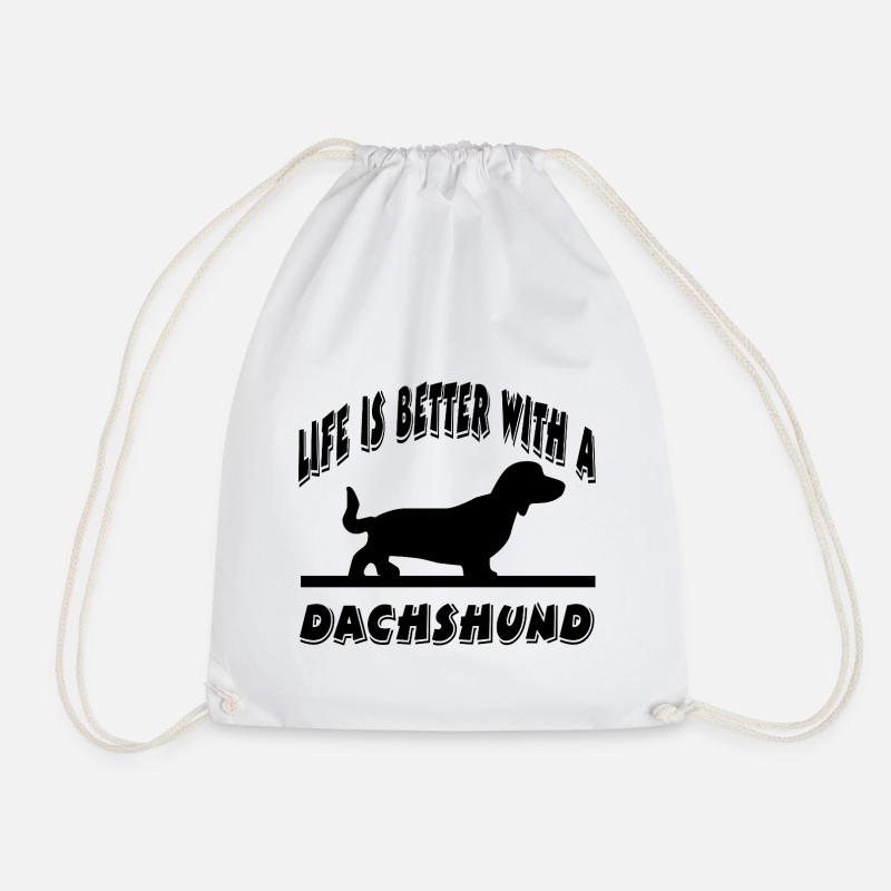 Dachshund - Drawstring Bag - white
