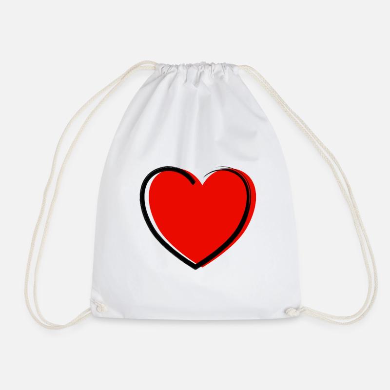Heart - Drawstring Bag - white