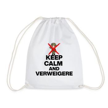 KEEP CALM AND VERWEIGERN! MUSTERUNG WEHRPFLICHT s - Turnbeutel - Weiß - Vorne
