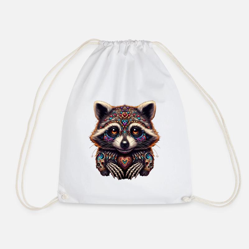 Waschbär am Dia de los muertos - Turnbeutel - Weiß