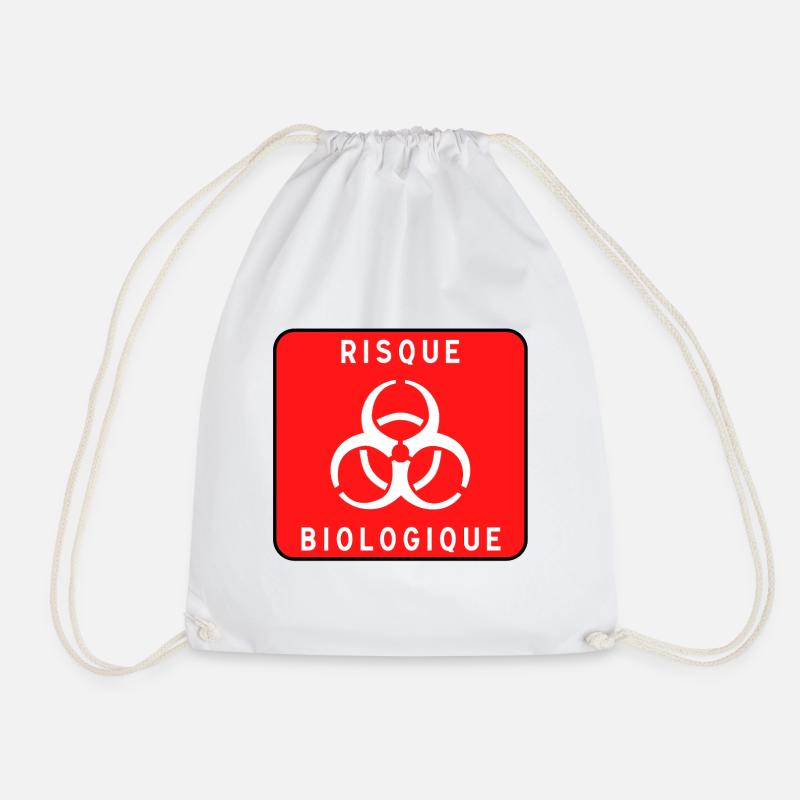 Biologisches Gefahrzeichen, Infektionsrisiko, Material - Turnbeutel - Weiß
