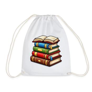 Stack of books book - Drawstring Bag - white - Front