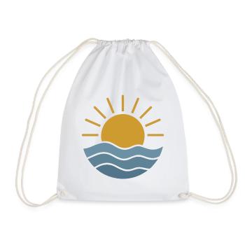 Golden Sunrise Waves - Drawstring Bag - white - Front