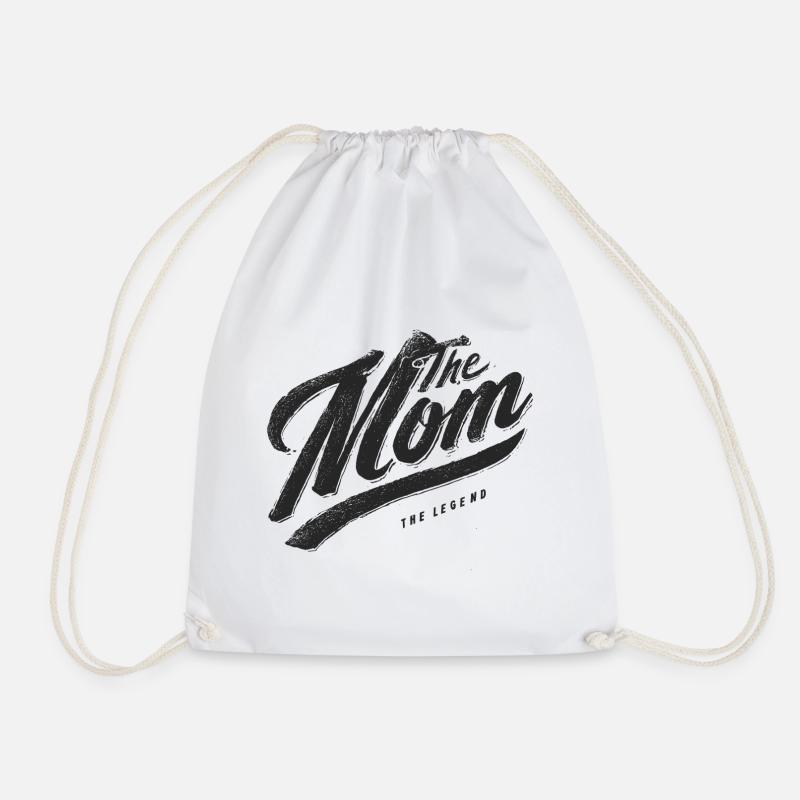 The Mom The Legend Vintage Script - Drawstring Bag - white