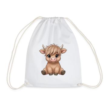 Baby cow with pony hair - Drawstring Bag - white - Front