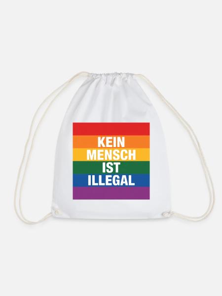Kein Mensch ist Illegal - Gegen Rechts - Turnbeutel - Weiß