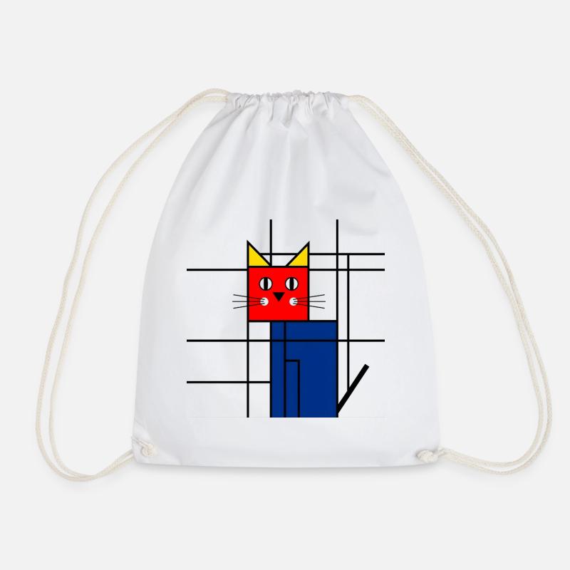 Abstrakte Katze Kunst - Geometrisches Mondrian  - Turnbeutel - Weiß