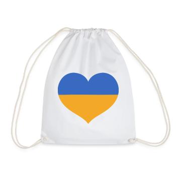 Flaggenherz in den Farben der Ukraine - Turnbeutel - Weiß - Vorne
