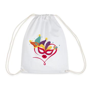 Carnival mask with colorful feathers - Drawstring Bag - white - Front