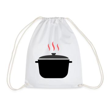 Kochtopf Dampf Kochen - Turnbeutel - Weiß - Vorne