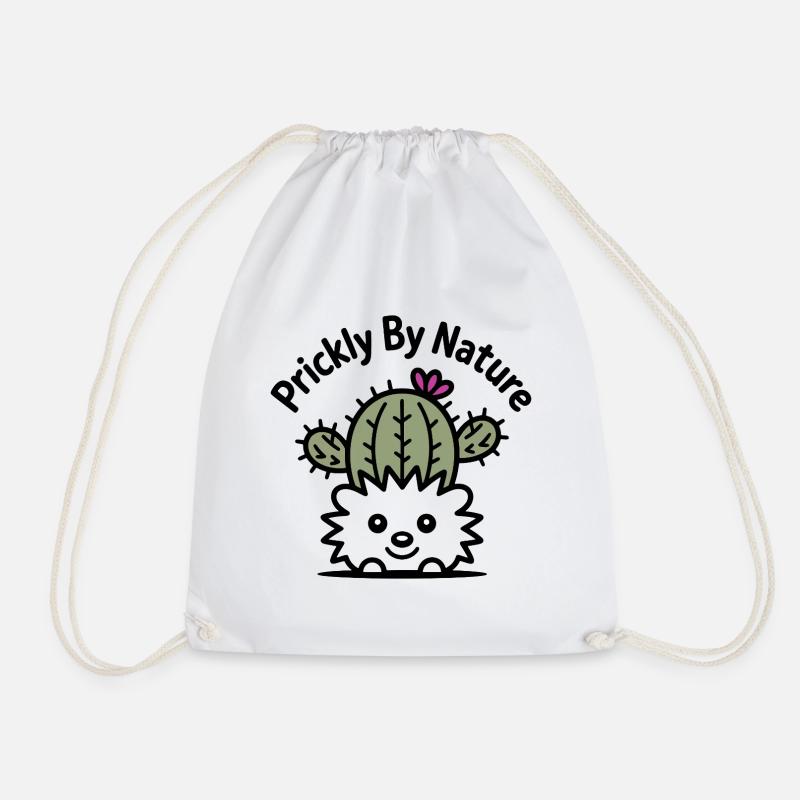 Cactus hedgehog with flower - Drawstring Bag - white
