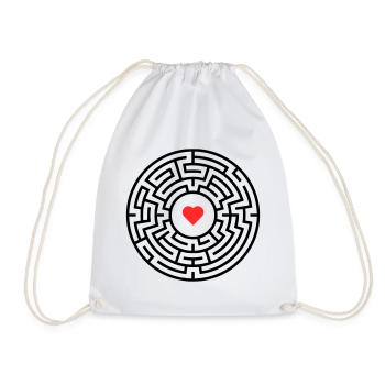 Labyrinth Heart Maze - Drawstring Bag - white - Front