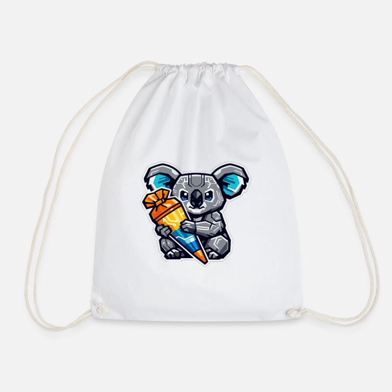 Finally schoolchild koala school cone school enrollment - Drawstring Bag - white