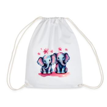 Éléphants pastel avec des fleurs - Sac de sport léger - blanc - Devant