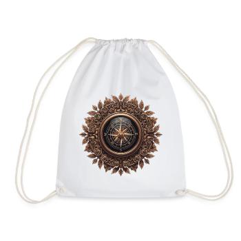 Vintage compass with rose frieze - Drawstring Bag - white - Front