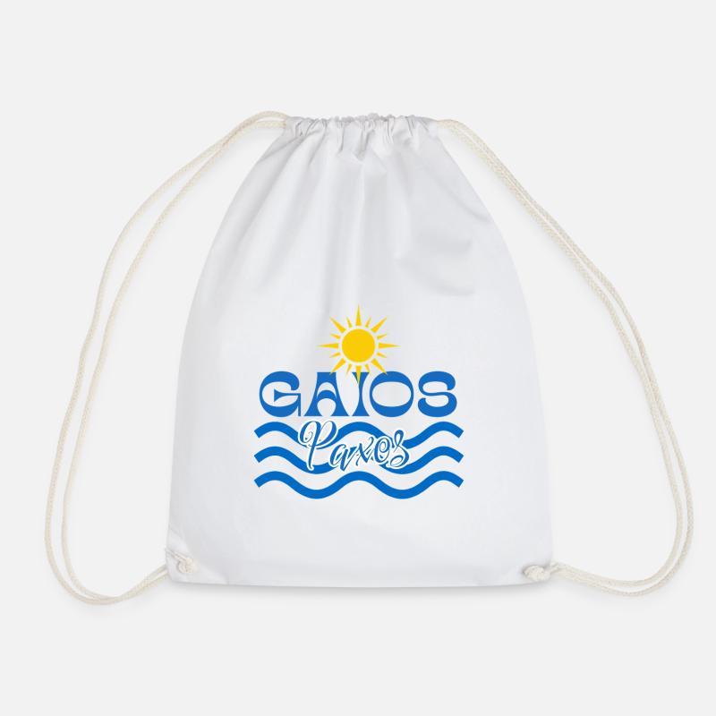 Gaios Paxos Sun and Waves  - Drawstring Bag - white