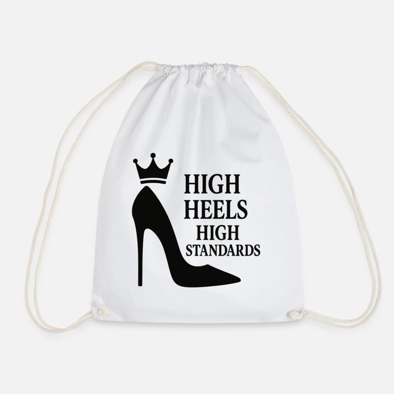High Heels High Standards: Power Statement Queen - Drawstring Bag - white