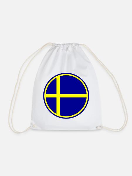 Schweden Flagge Kreis Symbol - Turnbeutel - Weiß
