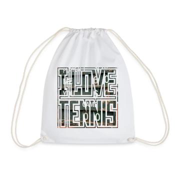 I LOVE TENNIS, Scoreboard, Geschenkidee Shirt - Turnbeutel - Weiß - Vorne