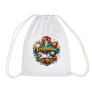 First Grade Learning World Logo - Drawstring Bag - white - Front