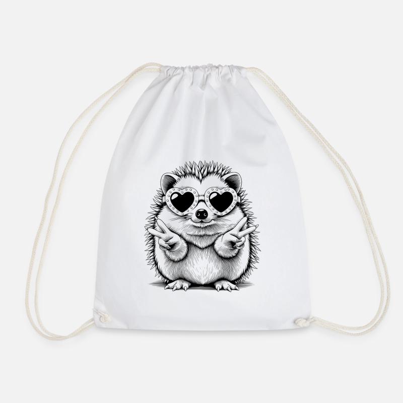 Cooler Igel mit Herzbrille - Turnbeutel - Weiß