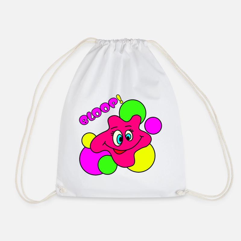 BLOOP! Funny Neon Pop Art Blobs Character - Drawstring Bag - white