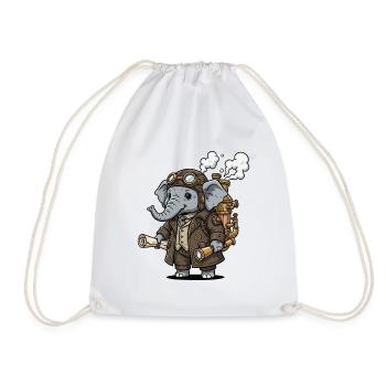 Elephant Explorer Steampunk Steampunk Retro - Turnbeutel - Weiß - Vorne