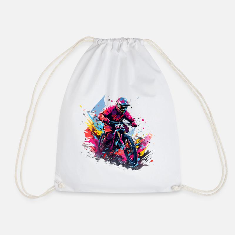 Motocross Color Splash Riders - Drawstring Bag - white