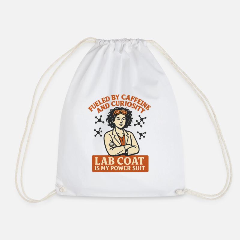 Lab Coat Power-Suit Coffee - Drawstring Bag - white