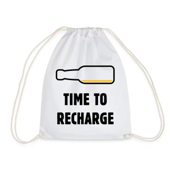 Time To Recharge (Beer / Beer / POS 2C) - Drawstring Bag - white - Front