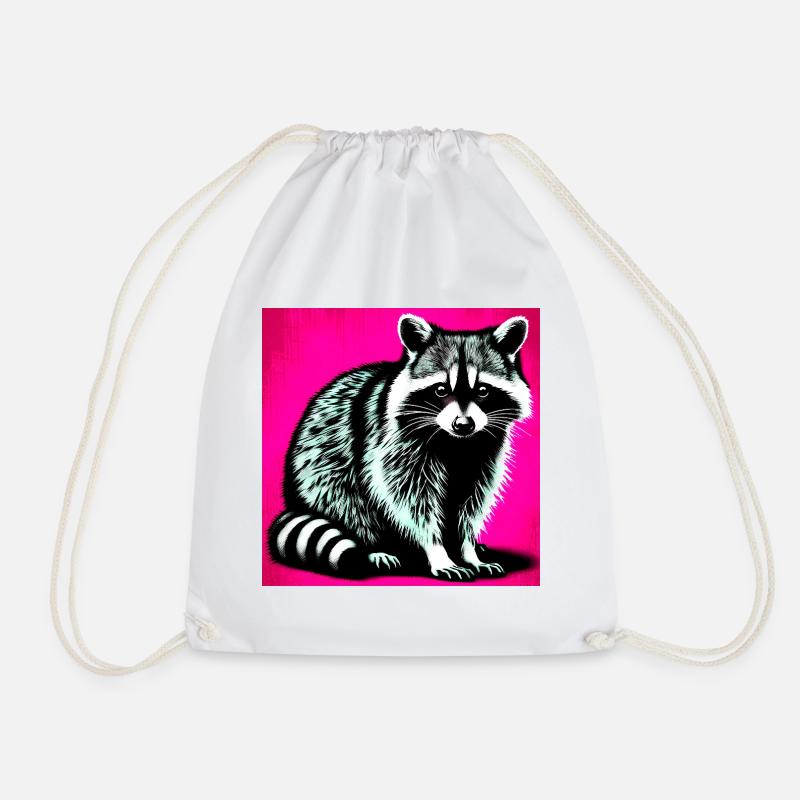 Raccoon - Drawstring Bag - white