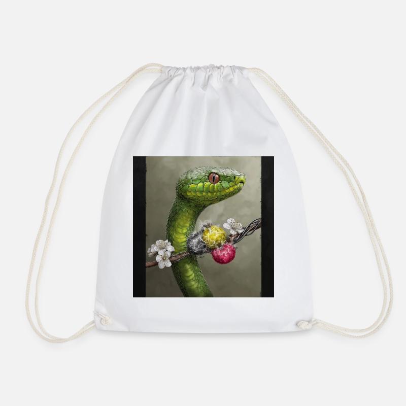 Snake and electricity - Drawstring Bag - white
