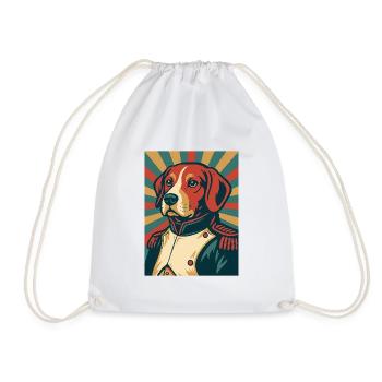 Dog General Retro Poster Style Vintage Design - Drawstring Bag - white - Front