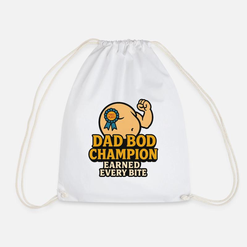 Dad Bod Champion – Earned Every Bite Funny Shir - Drawstring Bag - white