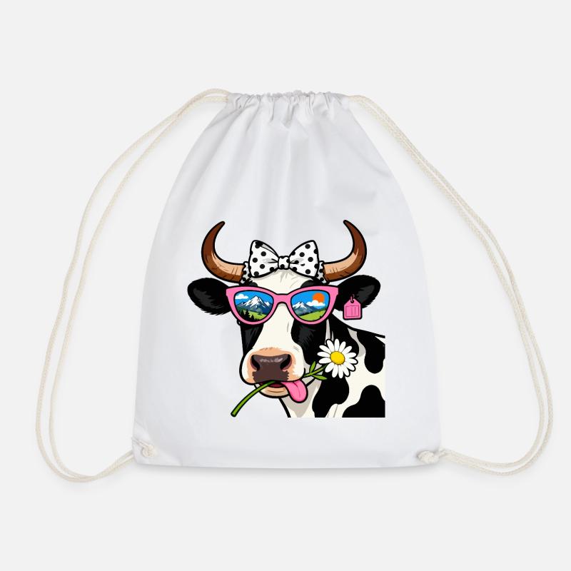 Cow Nature Goggles Mountains - Drawstring Bag - white