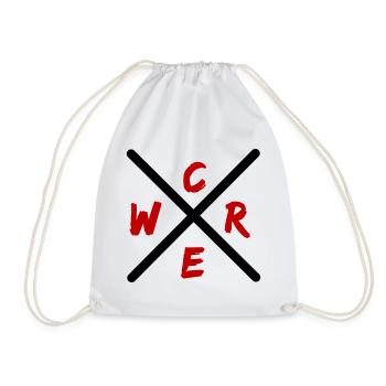 Crew Brush Red Wordmark - Drawstring Bag - white - Front