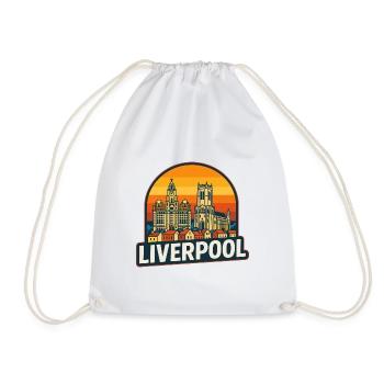 Vintage Liverpool Skyline Retro-Sonnenuntergangsdesign - Turnbeutel - Weiß - Vorne