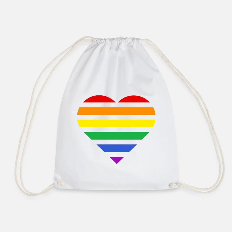 Pride Flag Heart · Classic Rainbow - Turnbeutel - Weiß