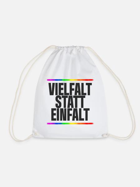 Vielfalt statt Einfalt – Regenbogen / Gay, CSD - Turnbeutel - Weiß