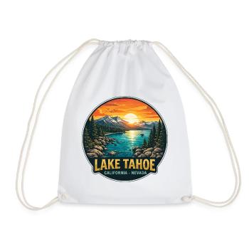 Lake Tahoe Cabin Decor Sunset Mountain Getaway - Drawstring Bag - white - Front