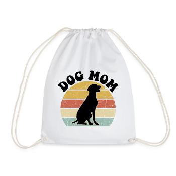 Dog Mom Retro - Drawstring Bag - white - Front