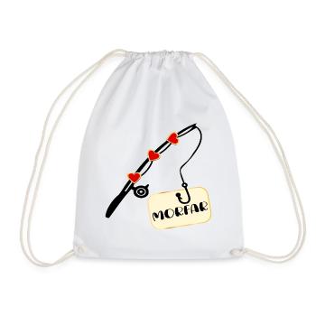 Grandpa Fishing Rod - Drawstring Bag - white - Front